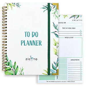 シンプリファイド To Doリストノート 緑の草木のデザイン - 美しいデイリープランナー 毎日のタスクを簡単に整理して生産性を向上 - 完璧な日記と日付なしオフィス用品メモ帳 女性用