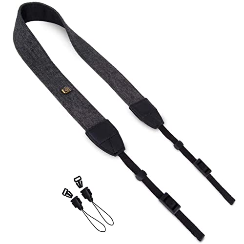 [DFsucces] カメラ ショルダー ネック ストラップ 接続アダプタ付 長さ調節可能 滑り止めシリーズ 一眼レフ/高級コンパクトカメラ/デジカメなど用ストラップ ショルダーストラップ (ブラック)