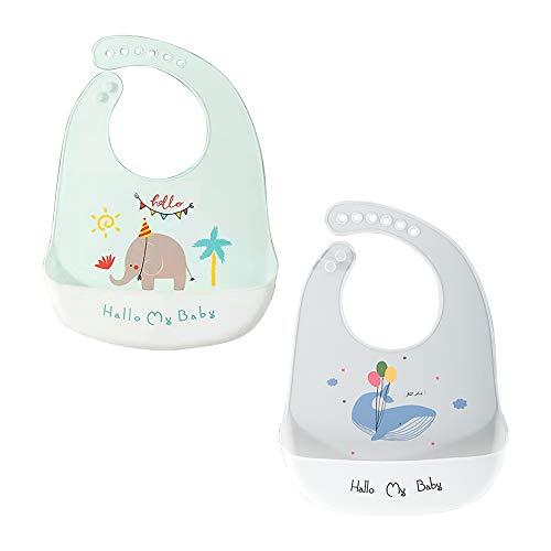 [MINGYI TECH] 食事用エプロン ベビービブ よだれかけ 赤ちゃん お食事 シリコン ソフトスタイ 防水 軽量 首回り調整可 清潔易い 子供 保育園 離乳食 受け皿 6ヵ月~4歳男女通用