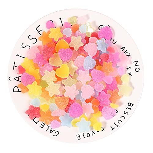[YFFSFDC] グミ デコパーツ キャンディー ネイルアート 星形 ハート形 可愛い デコ材料 デコ素材 素材 DIY手芸材料 DIY用品 手作り ハンドメイド 飾り用ビーズ 飾り物 装飾品 スマホケース ネイルアートパーツ 服装パーツ アクセサリーパーツ 約100個