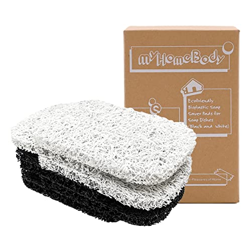 myHomeBody ソープセーバー | 石けん置き ソープディッシュ用 | 多方向織り 効率的な排水石けんホルダー シャワー用 | 6個セット - ブラック3...