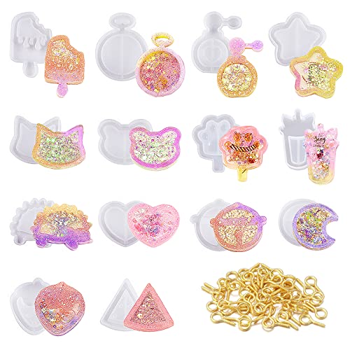 サムコス シリコンモールド 14個セット 流砂型 レジン セット ソフトモールド uvレジン エポキシ樹脂 手作り DIY 手芸用品 キーホルダー アクセサリーパーツ 装飾 抜き型