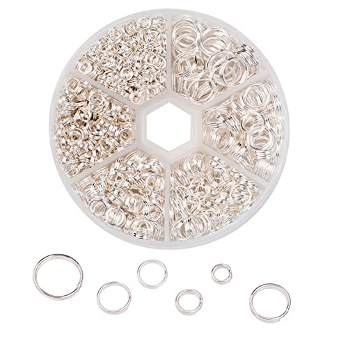 サムコス 二重丸カン 4-10mm 6種 ジャンプリング 金具 基礎パーツ キーホルダー パーツ スプリットキーリング 鉄製 DIY用 クラフト用品 ブレスレッ...