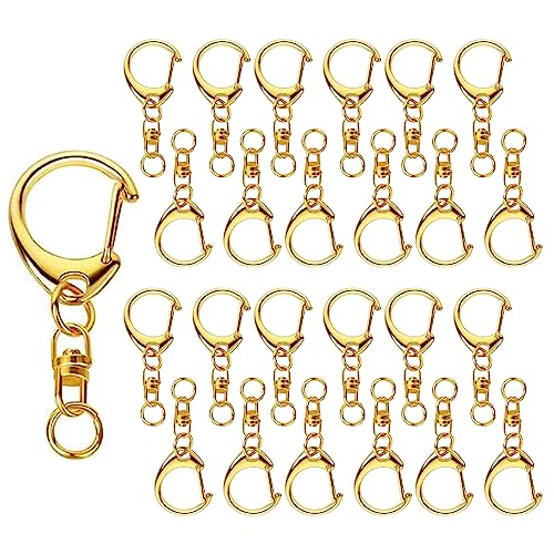 サムコス キーホルダー金具 回転カン付き 全長46mm ハンドメイド キーリング アクセサリー ワンタッチで取り外し 手作り DIY キーホルダー パーツ ゴー...