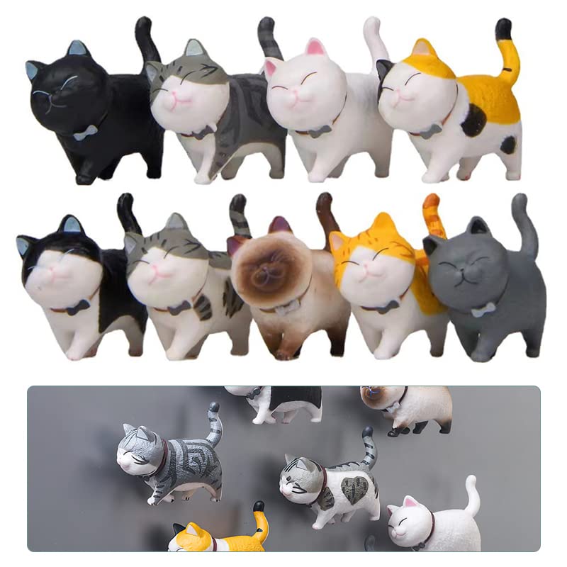【AAGWW】かわいい猫 飾り 磁気冷蔵庫貼り 冷蔵庫マグネット 猫9匹セット 3D立体 ヘッドが回転可能 冷..