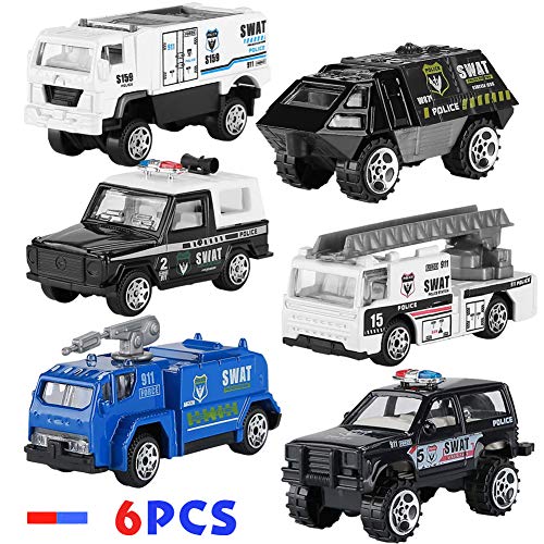 CORPER TOYS ミニカー パトカー 緊急車両 6台セット 合金製 パトロールカー ミニパト 警察車両 警ら車 車 おもちゃ モデルカー ダイキャスカー 男の子 クリスマス プレゼント