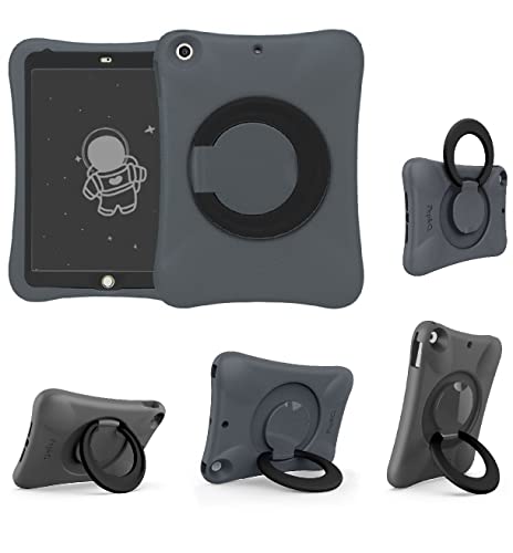 NLR キッズEVAケース iPad用 多方向ステー付き 10.2インチ 新しい iPad 2021/2020/2019（第9/8/7世代）対応 (灰色 + ブラック)