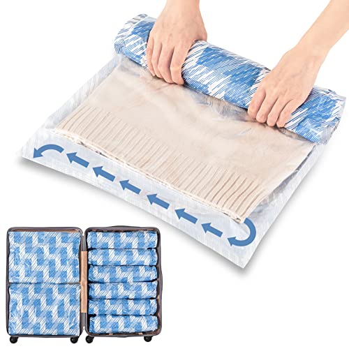 圧縮袋 旅行 衣類圧縮袋 10枚入 真空あっしゅく袋 手巻き 衣類収納 旅行圧縮袋 ふとん圧縮 ポンプ不要 ..