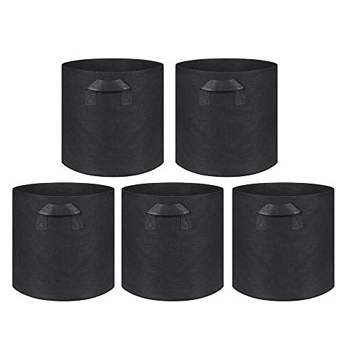 不織布ポット プランター フェルト 植え袋 1-20ガロン ガーデン 園芸 植物育成 野菜栽培 発育促進 5セット (20ガロン 高40×直径50)