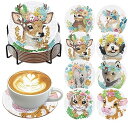 YOUSHYピース ダイヤモンドペインティング コースターキット ダイヤモンドアート ホルダー付き DIY (動物モデル)