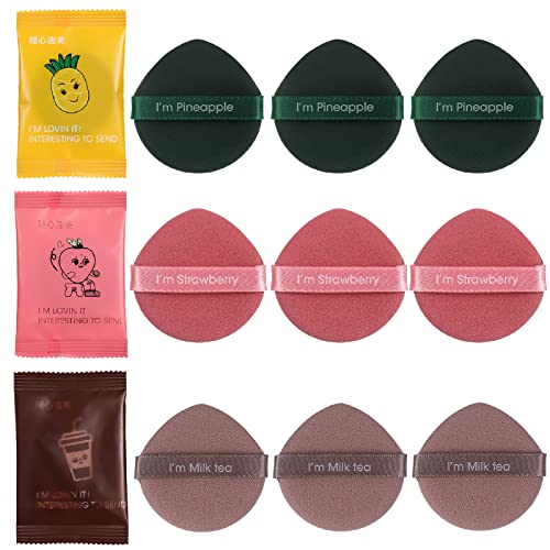 サムコス クッションファンデ パフ スポンジ メイクスポンジ メイクパフ 多機能 メイク用パフ 3色 3層構造 9個入り (レッド、グリーン、褐色)