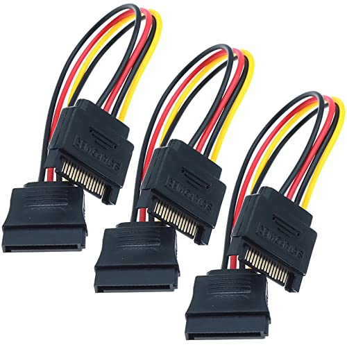 サムコス SATA 電源延長ケーブル 3本セット 20cm SATA 15ピン オス To メス SATA 光学ドライブ SSD HDD..