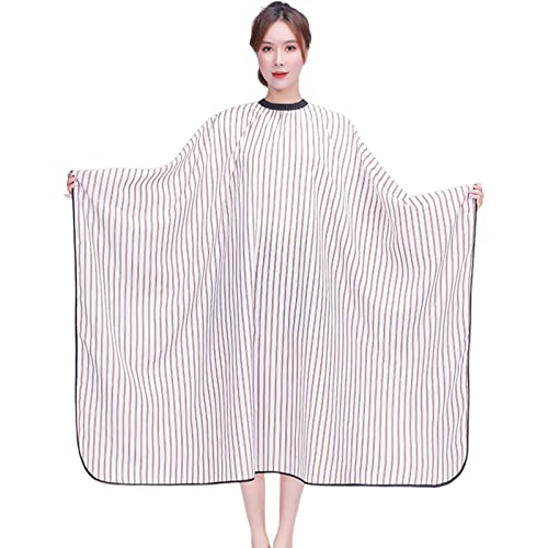 [YANYULI] 散髪ケープ 165*140cm ヘアーエプロン 大人 散髪マント 防水 サロンケープ サロン 静電気防止 美容エプロン 自宅 理容師 ブラウンストライプ