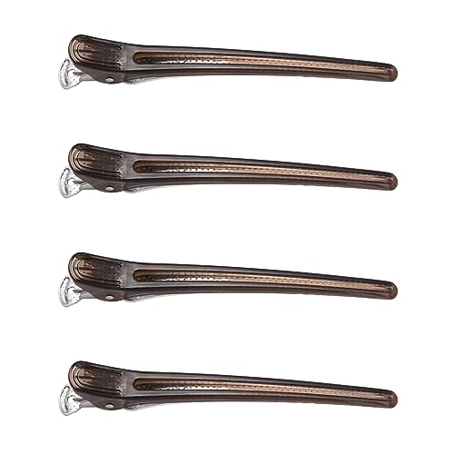 KISARGダッカールメンズ ヘアクリップ ヘアピン 美容師プロ用 前髪クリップ バレッタ男女兼用 Lサイズ 12.3cm 4本セット クリアブラック