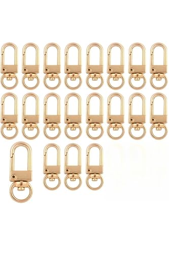 キーホルダー 金具 ナスカン ワンタッチキーホルダー 回転丸カン 手芸用品 20 個入り (KC ゴールド)