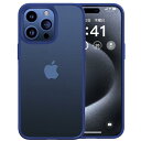 【本体の色 3色】CASEKOO iPhone 15 Pro 用 ケース 耐衝撃 滑り止め 指紋防止 米軍MIL規格 マット仕上げ ストラップホール付き SGS認証 黄変防止 耐久性 カバー ワイヤレス充電対応 アイフォン 15 プロ 用 6.1 インチ ケース(マットブルー)