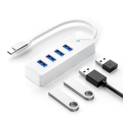 GiGimundo 4in1 USBハブ USB3.0 4ポート USB HUB バスパワー 5Gbps高速転送 Type-C MacBook iPad Pro ChromeBook Pixel 他対応 スリム設計 軽量 テレワーク/リモート/在宅勤務/ゲームに最適 (Type C+USB3.0*4(白))