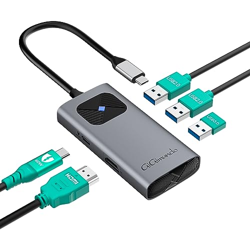 GiGimundo 5-in-1 USB C ハブ HDMI 4K Type-C ハブ USB3.0ポート 5Gbps データ伝送 PD 60W急速充電 軽量アルミ合金 Windows/MacBook/iPad Pro/Surface/ChromeBookなどに対応 テレワークUSB ハブ Type-C テレワーク、出張、旅行先、在宅勤務(グレー）
