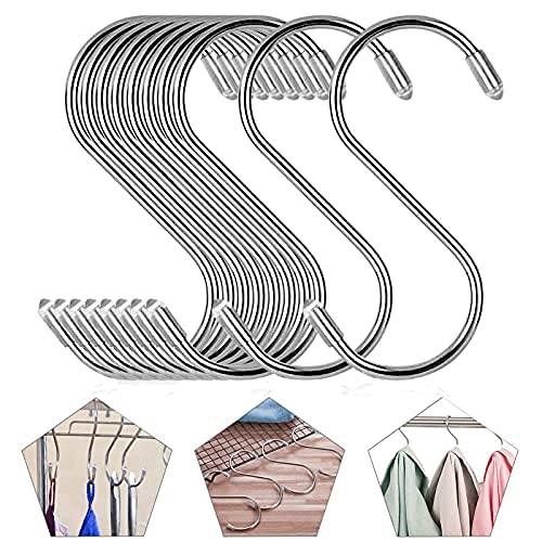 S字フック Sじフック ステンレス 20個セット (8cm×20pcs) COM4SPORT S管フック 耐荷重約15kg 防錆 キッ..