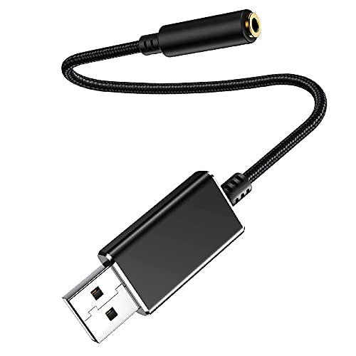 USB to 3.5mm オーディオケーブル サウンドカード USBポート-3極（TRS）/4極（TRRS） オーディオインターフェース 3.5mmミニジャック変換ケーブル Windows/Vista/XP、Mac OS/X、Linux、Chromebook、Windows Surface 3 pro、PS4、PS5、R aspberry Pi等対応