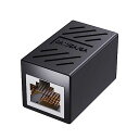 ネットワークケーブル 延長コネクタ cat7 cat6 RJ45中継コネクタ ギガビット対応 8P8C LAN端子 メス-メス (ブラック)(2)