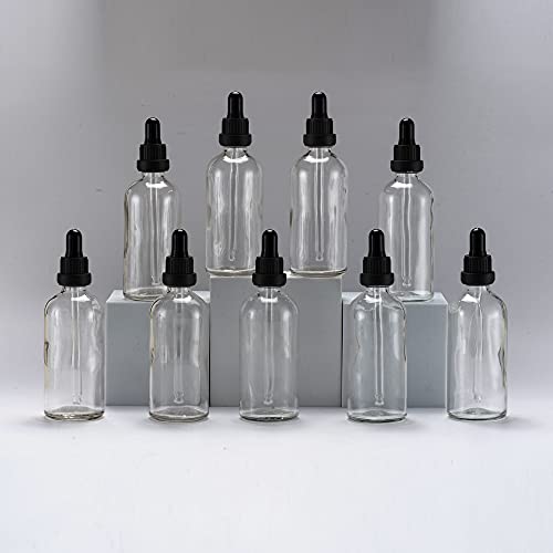 Yizhao遮光瓶スポイト100ml透明、アロマオイル保存容器 精油瓶 ガラススポイトボトル, 為に エッセンシャルオイル、精油小分け、マッサージ、フレグランス、アロマテラピー、実験室用-9本