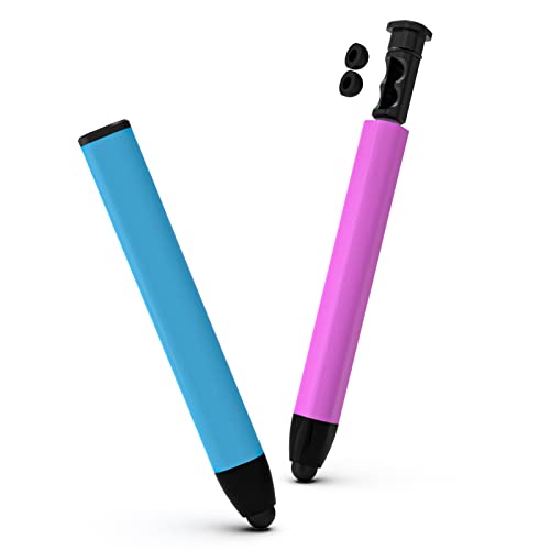 タッチペン 子供用 Ciscle スタイラスペン 2本セット シリコン製 握りやすい iPad/タブレット/iPhone/Android スマホ 全機種対応 誕生日プレゼント クリスマスギフト 充電不要 交換ペン先付き ブルー ピンク