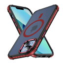 【米軍規格・MagSafe対応】 iPhone 13 ケース メタルボタン 半透明 MagSafe対応 iphone13 カバー マグネット搭載 アイフォン 13 用 カバー 耐衝撃 マット感 スマホケース 黄ばみなし PinLiSheng(レッド, iPhone 13)