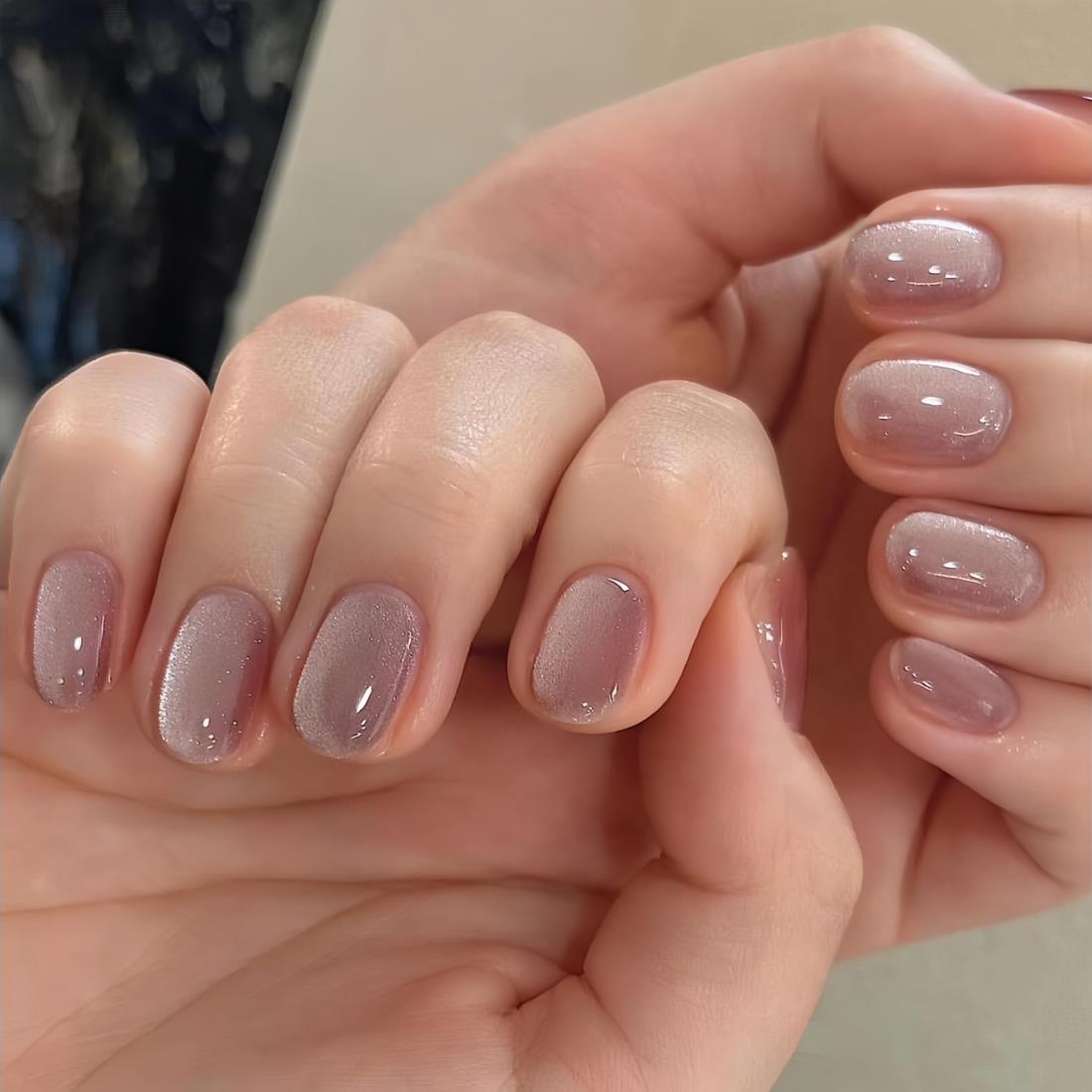 THCEVRLA ネイルチップ - ヌードピンク 手作りネイルチップ ショートクMINI，キャッツアイ マグネット おしゃれ 付け爪ゲル化，ツール..