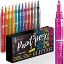 Glitter Paint Pens グリッター ペイントペン ロックペインティング 布 生地 木 ガラス スクラップブック DIY クラフト アート カード ...