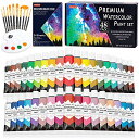 Shuttle Art 水彩絵の具 36色透明水彩 48点セット 筆10本 パレット 水彩紙付 12ml チューブ 大人の塗り絵 水彩画 お絵描き 美術 画材セ...