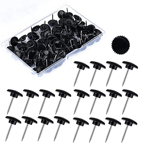 YOUOWO 画鋲 画びょう・ピン ブラック押しピン 画びょう・ピン 100個入り 太鼓鋲 留め具 装飾品釘 アン..