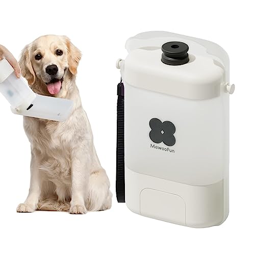 MEWOOFUN 犬用 水飲み器 給水ペットボトル 散歩グッズ 給水器 水筒 食皿 おしっこシャワー 兼用 犬水入れボトルウォーターボトル 400ml大容量 小型犬と中型犬に最適 広い飲み口 折りたたみ式 コンパクト コップ不要 持ち運び便利 ペット用品 ゴミ袋付き