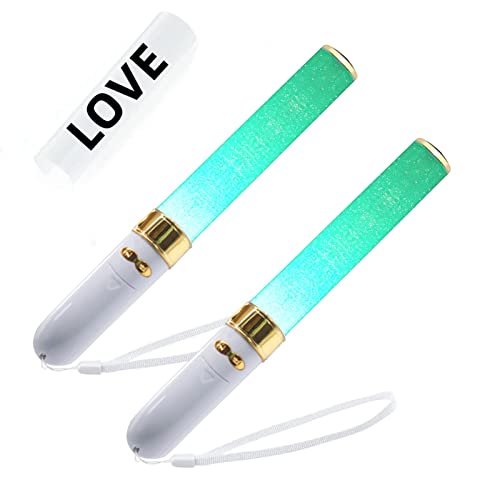 クタブンシ コンサートライト ペンライト 【2本セット】 自動切替+手動切替 28CM 18色カラーチェンジLED 高輝度 応援用品 応援ライト電池式 操作簡単【ゴールド】のサムネイル