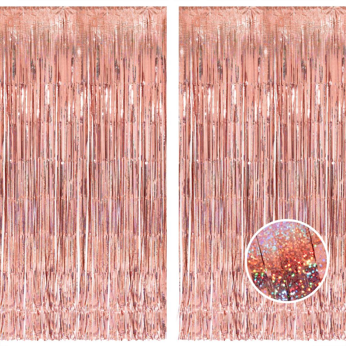 2個セット BRAVESHINE タッセルカーテン キラキラ ローズゴールド 誕生日 飾り付け 100cm*250cm 誕生日 飾り カーテン birthday decorations パーティー デコレーション party decoration