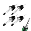 DFsucces ポアラー ポアラー ステンレス テーパー注ぎ口 オリーブオイル ウイスキー ワイン カクテル ボトル 業務用 紛失防止 キャップ付き (キャッ...