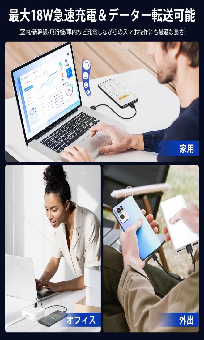 対応iPhone 15 Carplay 充電ケーブル 1M USB Type C ケーブル 対応iPhone16/16 Pro MaxPlus/15/15 Pro Max/plus/iPad 10 Air 第5世代/第4世代/iPad Pro 12.9/11インチ/AirPods 4 USB A to USBC ケーブル 18w急速充電 車内の充電器 ナイロン編み ブラック