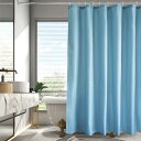 AooHome シャワーカーテン 150cm丈 防カビ 防水 ユニットバス お風呂カーテン 軽量 速乾 ホテル 高級 無地 バス用品 リング付き ライトブルー120x150cm