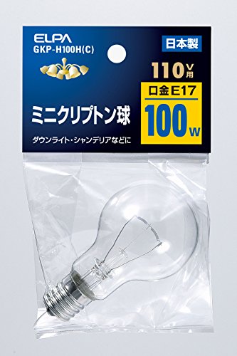 エルパ (ELPA) ミニクリプトン球 電球 E17 100W クリア GKP-H100H(C)