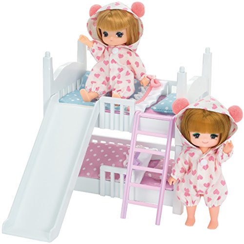(C) TOMY対象年齢 :3才以上ミキちゃんとマキちゃんの2段ベッドが登場です。 はしごとすべり台をセットできます。掛布団と枕が付いてるよ!