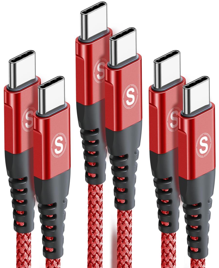 タイプc ケーブル 【2M/3本セット PD対応 60W急速充電】USB C&USB C ケーブルiPhone 16/iPhone 15 充電器 Type-c アイフォン15/いphone15 pro Max,iPad Pro/Air,MacBookPro,Samsung Galaxy S25/S24/S23,Sony,Pixel等USB Type-c機種対応 (赤)