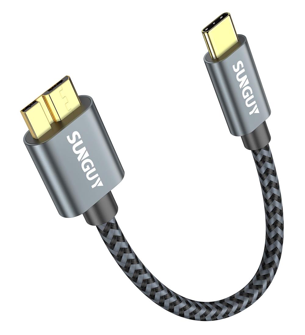 SUNGUY USB C to Micro B 3.1 ケーブル 0.15M 最大10Gbps 高速データ転送 金メッキコネクタ 短い USB 3.1 外付けHDD/SSD ハードドライブ/MacBook (Pro)/Galaxy S5 Note 3など対応 マイクロB変換ケーブル 15cm グレー
