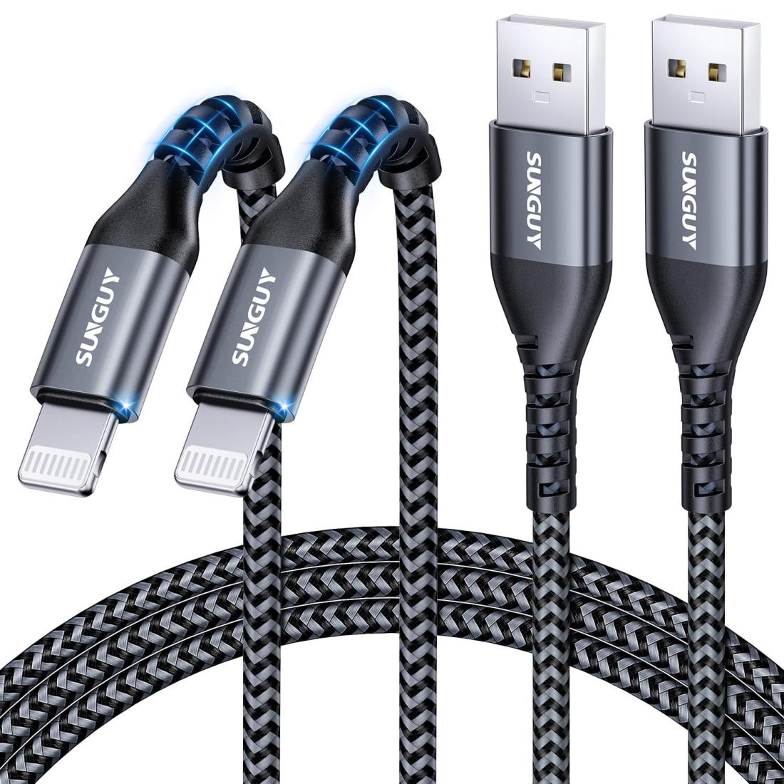 SUNGUY iPhone 充電ケーブル 1.5M 2本セット ライトニングケーブル MFi認証済み ナ...