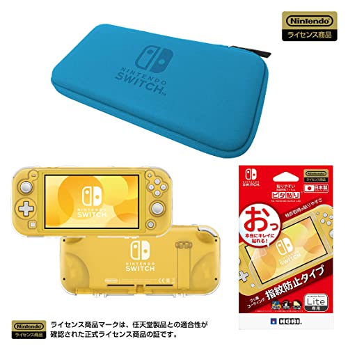 ホリ Nintendo Switch Lite専用 スリムハードポーチブルー+PCハードカバー+液晶保護フィルムピタ貼りセット【Nintendo Switch Lite専用】 1