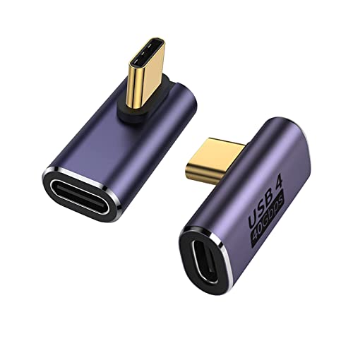 YFFSFDC USB C 変換 アダプター 2個セット 左右 90° ミドルベント【40Gbps高速データ転送&100W/5A急速充電& 8K@60Hz映像出力】L字 L型 タイプc type-c 変換アダプタ 90度 オス メス USB C コネクター スリムデザイン Thunderbolt 3、Mac Book Pro、L G G5 V20などのType Cデ