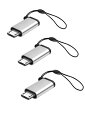 YFFSFDC マイクロUSB変換アダプター タイプC Micro USB 変換アダプタ3個入り Type C メス to Micro USB オス 変換コネクタ 充電とデータ転送 Galaxy Nexus Xperia HUAWEI等Micro USB設備対応 ストラップ付 紛失防止 （シルバー）