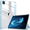 Fintie iPad Pro 11 ケース 2021/ 2020/2018 11インチ 透明バックカバー Apple Pencil 収納可能 Apple Pencil 2 ワイヤレス充電対応 三つ折スタンド スリープ機能 軽量 薄型 傷つけ防止 PU合成レザー TPU (モデル番号A2301、A2377、A2459、A2460)(スカイブルー)