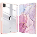 Fintie iPad Pro 11 ケース 2022/ 2021/ 2020/2018 11インチ 透明バックカバー Apple Pencil 収納可能 Apple Pencil 2 ワイヤレス充電対応 三つ折スタンド スリープ機能 軽量 薄型 傷つけ防止 PU合成レザー TPU (モデル番号A2435、A2759、A2761、A2762)(柄 X マーブルピンクA