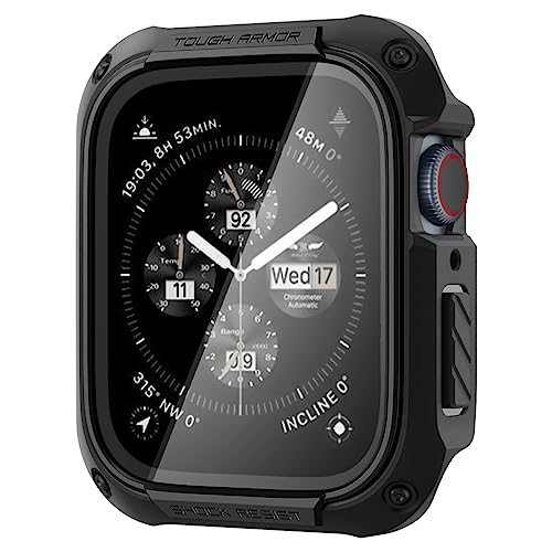 Spigen A pple Watch ケース 41mm ガラス 一体型 【 Series 9 / 8 / 7 対応 】 米軍MIL規格取得 画面保護 耐衝撃 落下 衝撃 吸収 すり傷 防止 保護カバー タフ・アーマー ACS04191 (ブラック) Spigen A pple Watch ケース 41mm ガラス 一体型 【 Series 9 / 8 / 7 対応 】 米軍MIL規格取得 画面保護 耐衝撃 落下 衝撃 吸収 すり傷 防止 保護カバー タフ・アーマー ACS04191 (ブラック)