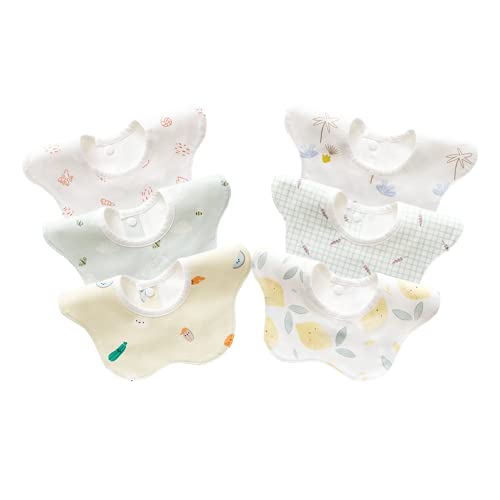 [Elf-feer] ベビー ビブ スタイ360 防水 よだれかけ 6枚セット 赤ちゃん エプロン 食事用 花びら型 出産祝い おしゃれ プレゼント (カラー1)